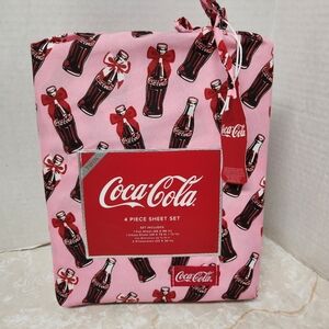 Coca-Cola Pink Bow 4pc Twin Sheet Set